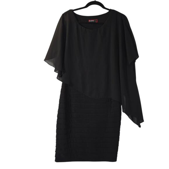 Scarlett Womens 8 Black Chiffon Cape Overlay Sheath Dress Witchy Whimsigoth - Picture 8 of 16